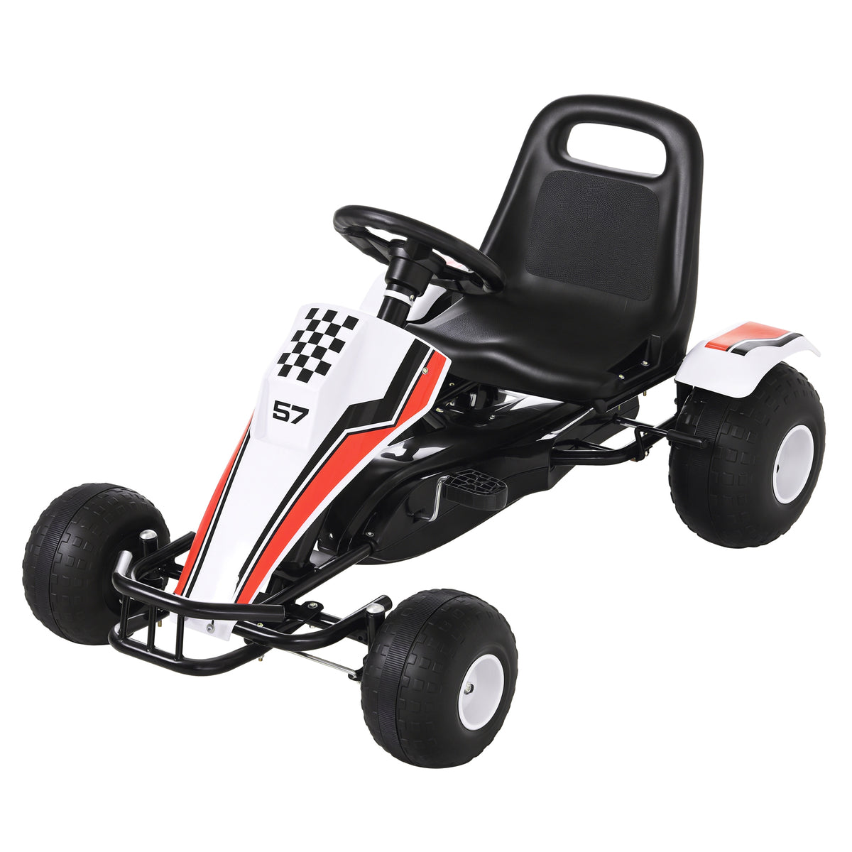 Kids Pedal Go Kart - Racing Style Ride-On Car, White 3-6 Years-Toys & Games > Baby & Toddler Toys > Riding & Rocking Toys > Pedal Go Karts for Kids-DECOROLALA