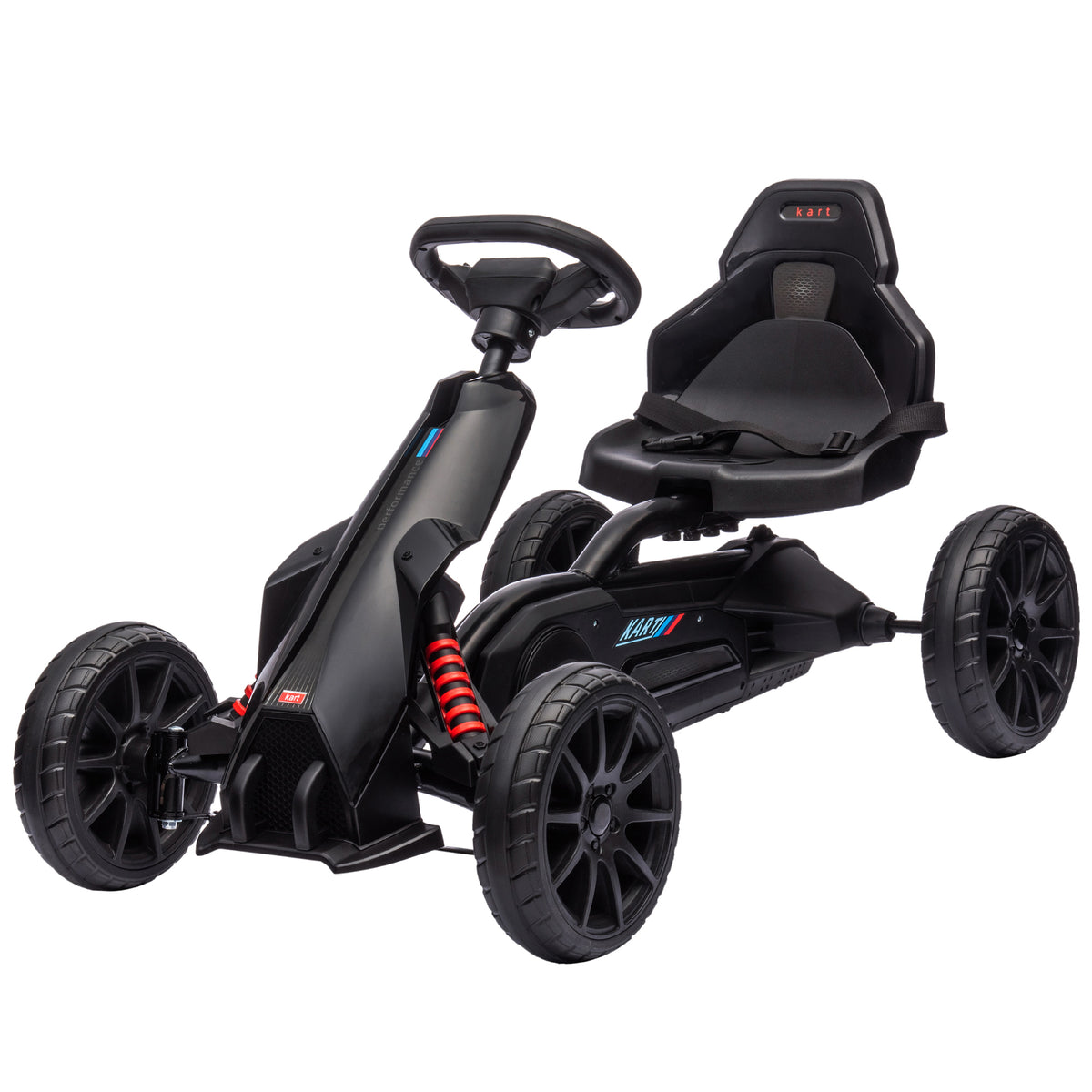 Pedal Go Kart with Adjustable Seat, Forward, Backward, Handbrake, Shock Absorption for 3-8 Years, Black-Toys & Games > Baby & Toddler Toys > Riding & Rocking Toys > Pedal Go Karts for Kids-DECOROLALA