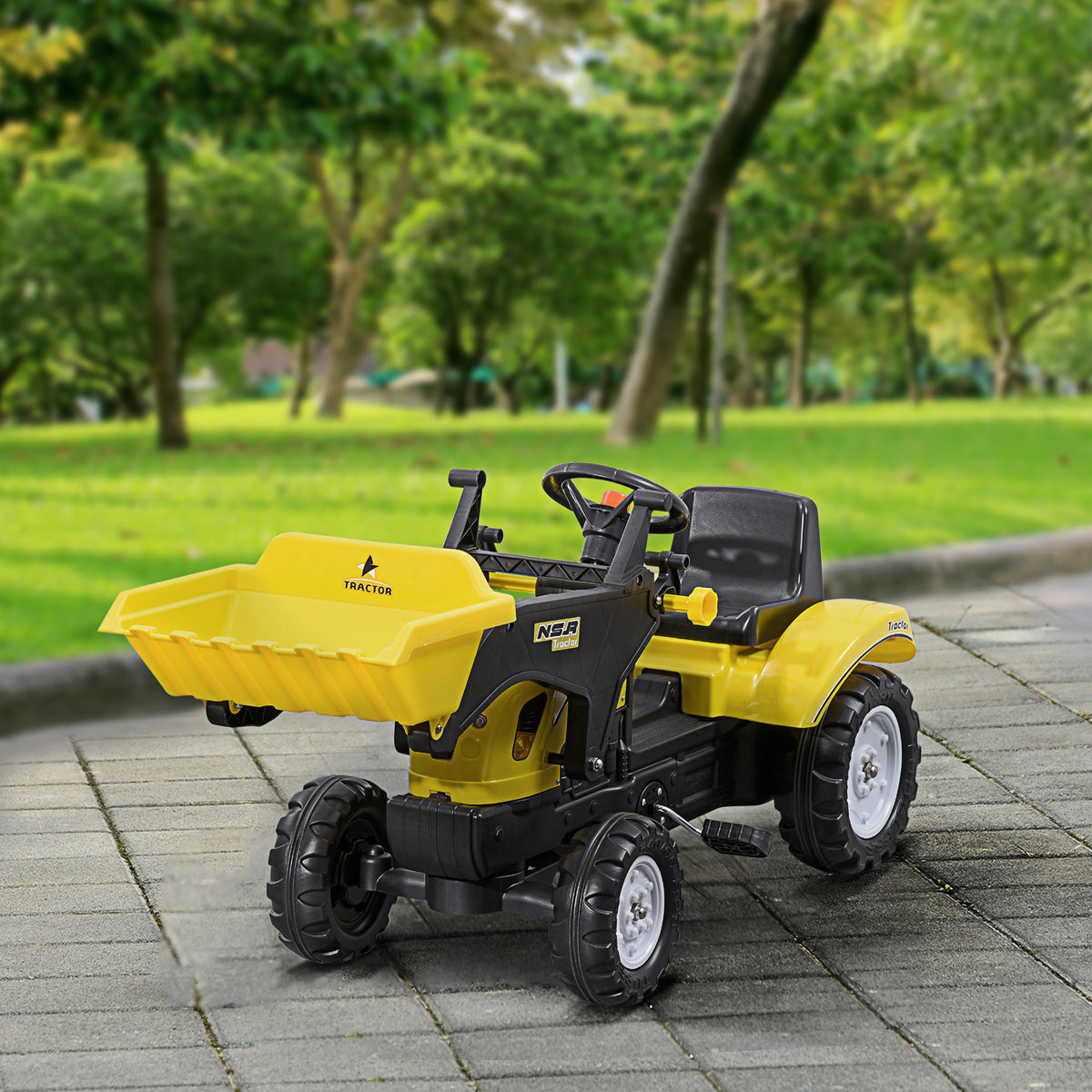 Ride on Tractor for Kids, Pedal Construction Car with Front Loader Digger for 3 Years Old, Yellow-Toys & Games > Baby & Toddler Toys > Riding & Rocking Toys > Toy Excavators-DECOROLALA