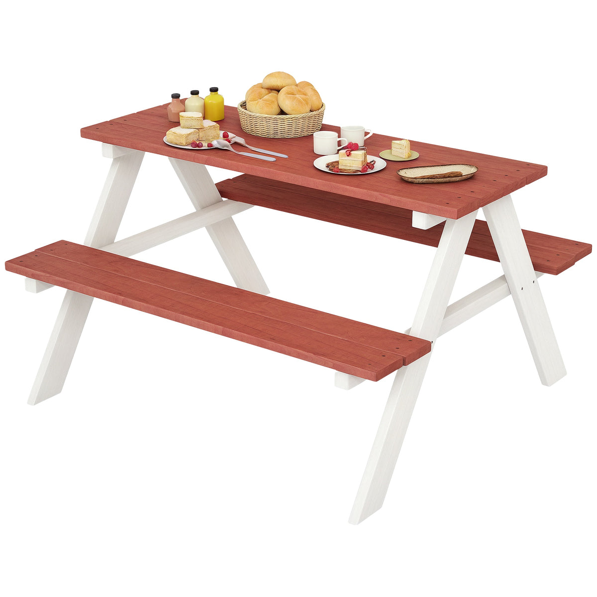 Aosom Kids Picnic Table and Bench Set - Fir Wood 35"-Toys & Games > Kids Outdoor Play > Kids Outdoor Furniture-DECOROLALA