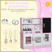 Play Kitchen for Kids, Kids Kitchen Playset w/ Chalkboard, Ice Maker, Play Phone, Sink, Microwave-Toys & Games > Baby & Toddler Toys > Toy Playsets > Play Kitchen-DECOROLALA