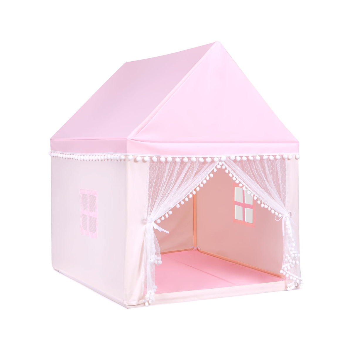 Kids Play Tent Playhouse with Wood Frame and Mat - 41" x 47" x 55"