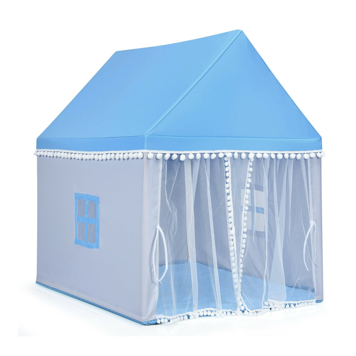 Kids Play Tent Playhouse with Wood Frame and Mat - 41" x 47" x 55"