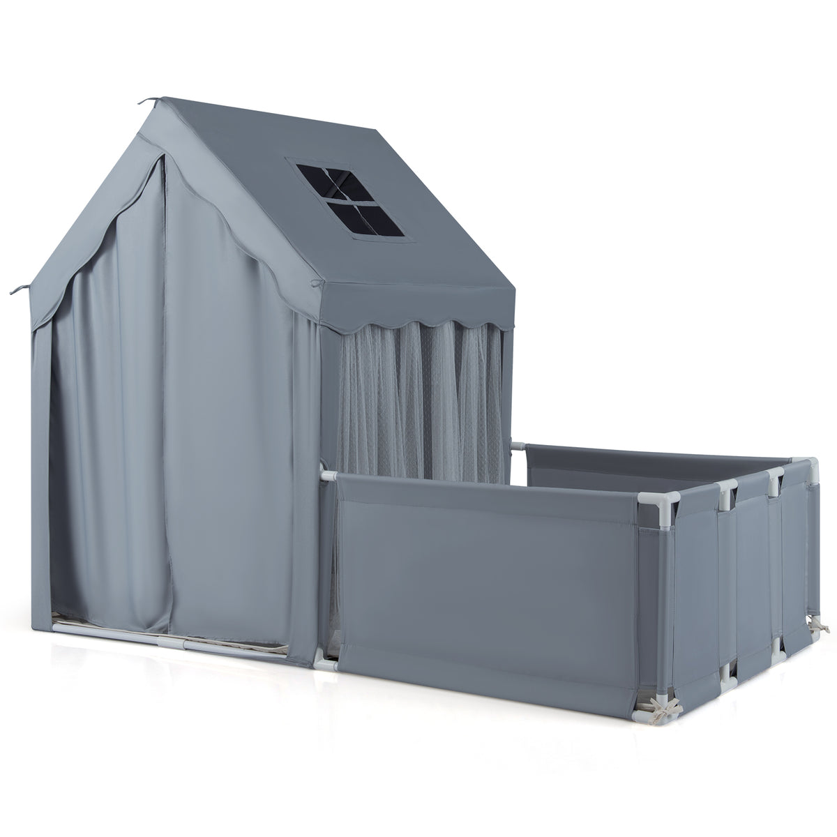 Kids 2-in-1 Play Tent and Playpen with Star Lights and Mat