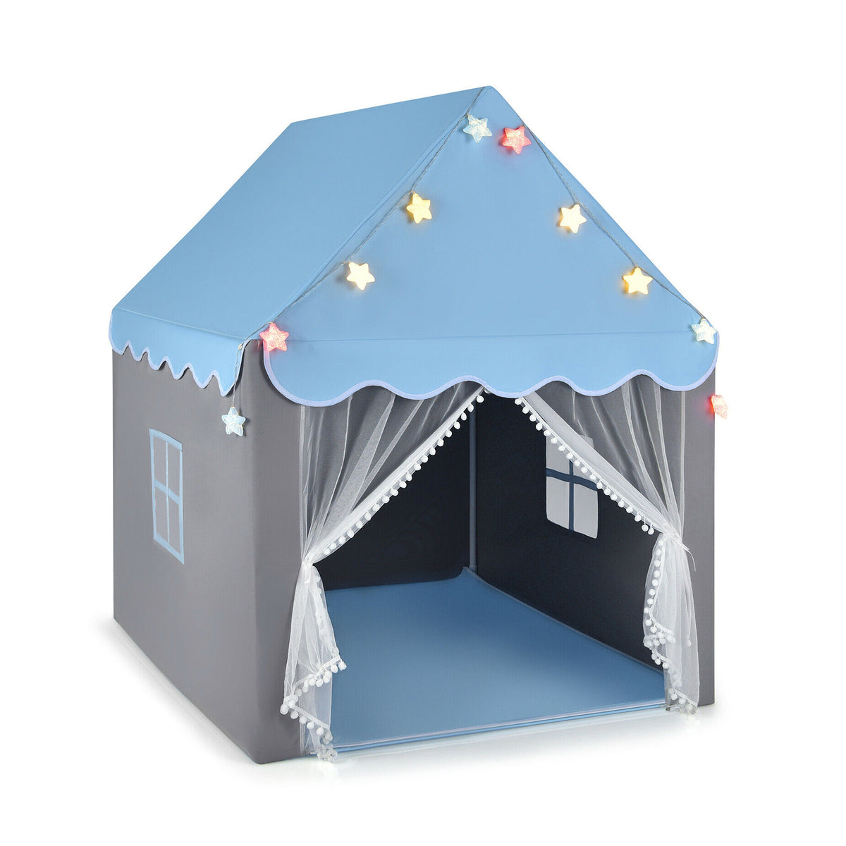Kids Playhouse Tent with Star Lights and Cotton Mat