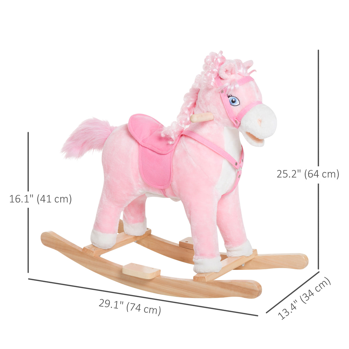 Kids Plush Rocking Horse Child Ride On Toy Rocker with Realistic Sounds Pink-Toys & Games > Baby & Toddler Toys > Riding & Rocking Toys > Rocking Horses-DECOROLALA