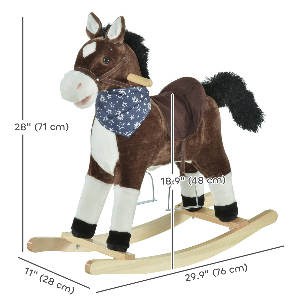 Kids Plush Ride-On Rocking Horse Toy Cowboy Rocker with Fun Realistic Sounds for Child 3-6 Years Old-Toys & Games > Baby & Toddler Toys > Riding & Rocking Toys > Rocking Horses-DECOROLALA