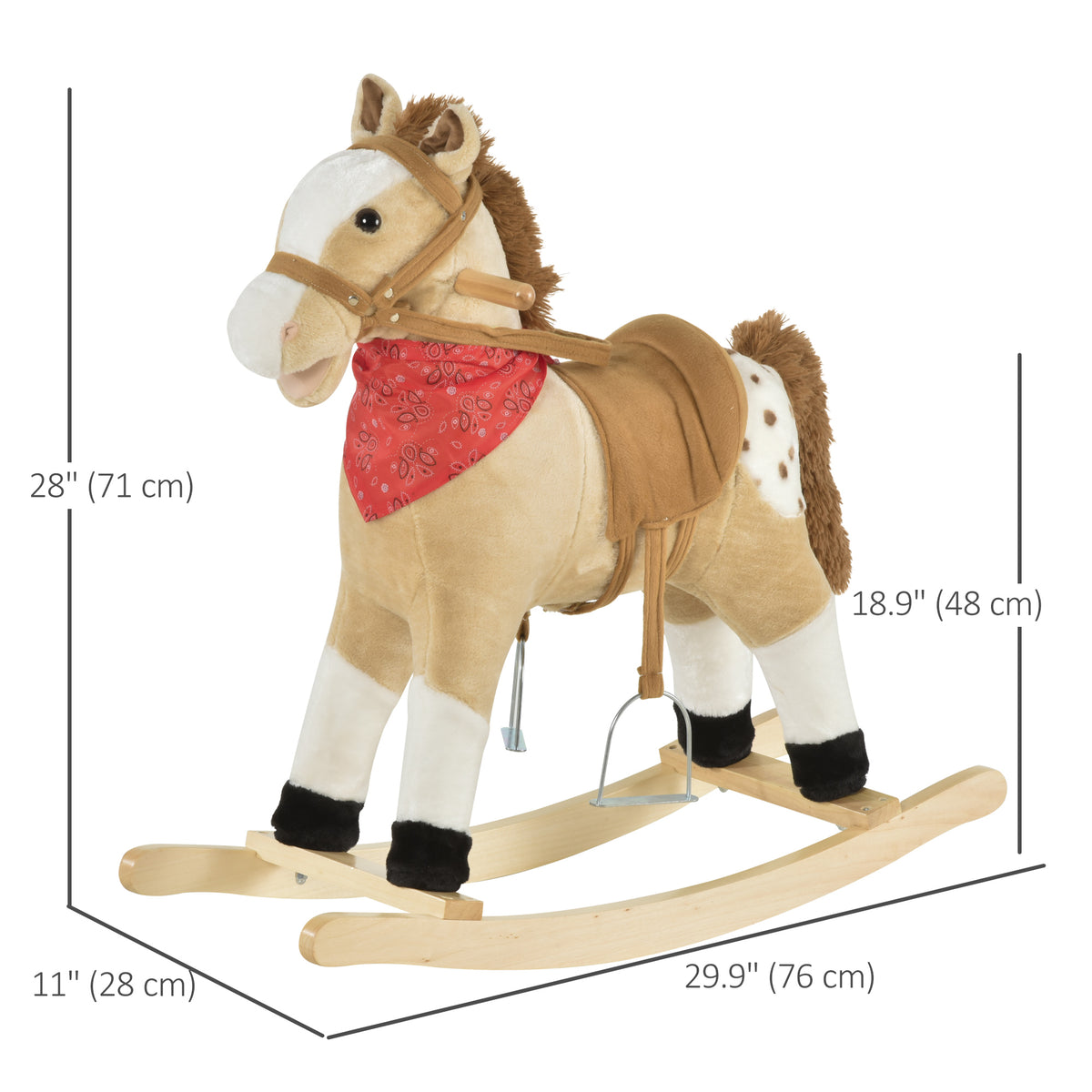 Kids Plush Ride-On Rocking Horse Toy Cowboy Rocker with Fun Realistic Sounds for Child 3-6 Years Old-Toys & Games > Baby & Toddler Toys > Riding & Rocking Toys > Rocking Horses-DECOROLALA
