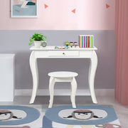 Kids Princess Makeup Dressing Play Table Set with Mirror -White-Kids Vanities-DECOROLALA