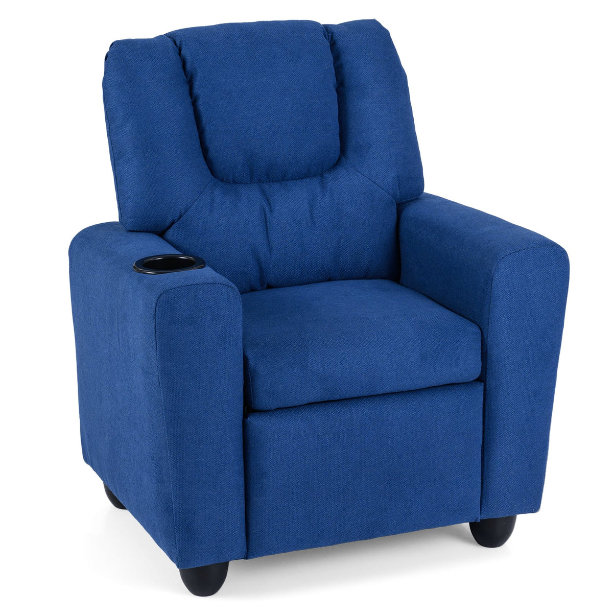 Kids Recliner Chair Push Back Toddler Reclining Armchair with Cup Holder-Blue-Kids Chairs-DECOROLALA