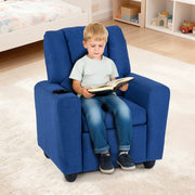 Kids Recliner Chair Push Back Toddler Reclining Armchair with Cup Holder-Blue-Kids Chairs-DECOROLALA
