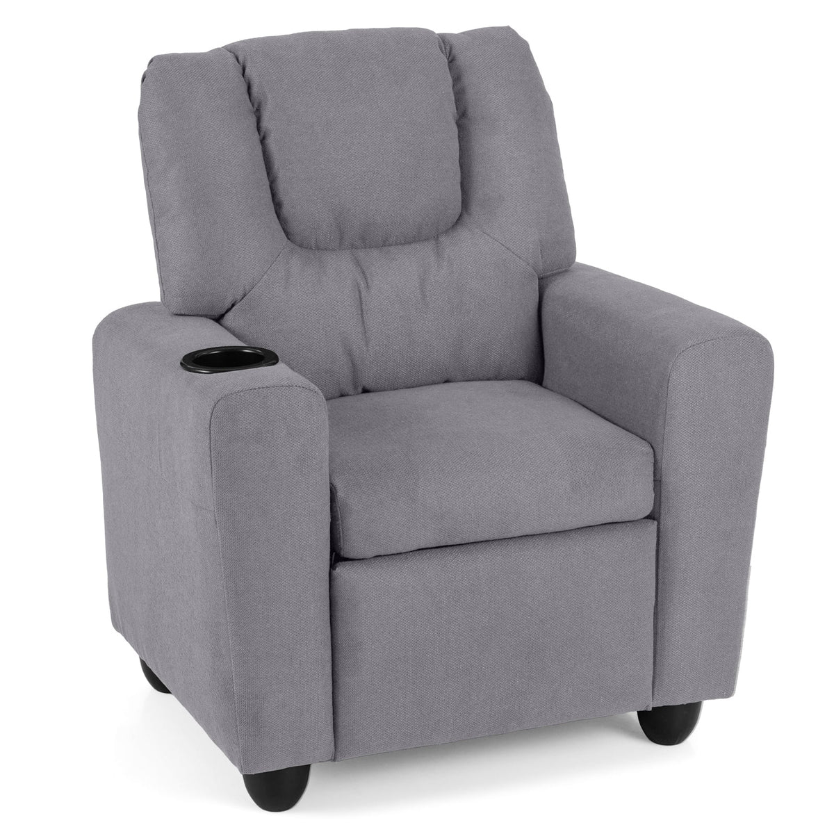 Kids Recliner Chair Push Back Toddler Reclining Armchair with Cup Holder-Grey-Kids Chairs-DECOROLALA
