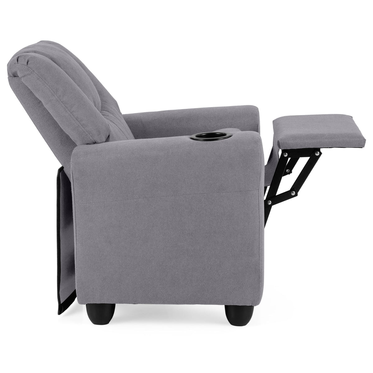 Kids Recliner Chair Push Back Toddler Reclining Armchair with Cup Holder-Grey-Kids Chairs-DECOROLALA