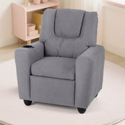 Kids Recliner Chair Push Back Toddler Reclining Armchair with Cup Holder-Grey-Kids Chairs-DECOROLALA