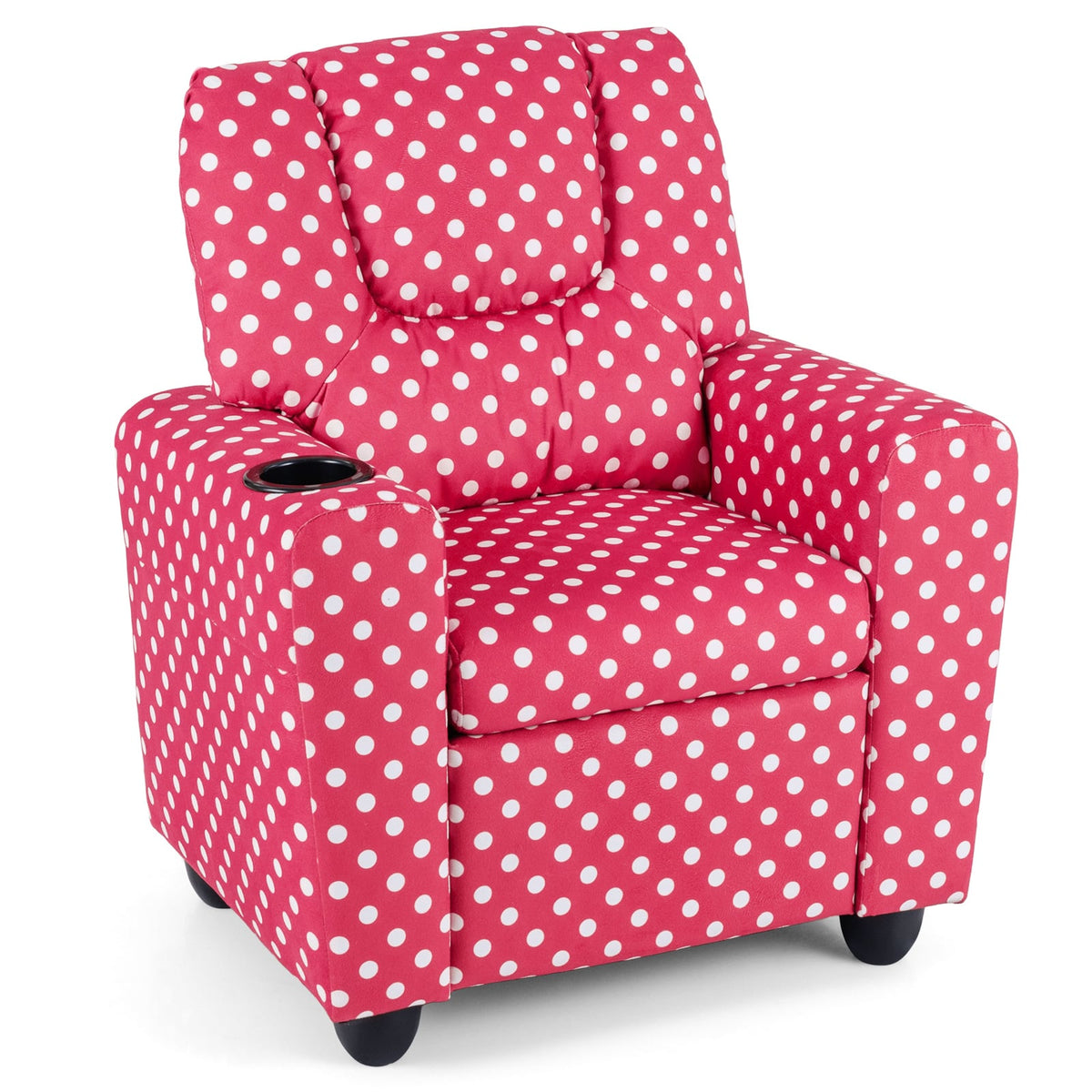 Kids Recliner Chair Push Back Toddler Reclining Armchair with Cup Holder-Red-Kids Chairs-DECOROLALA