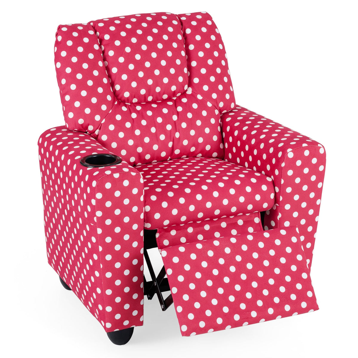 Kids Recliner Chair Push Back Toddler Reclining Armchair with Cup Holder-Red-Kids Chairs-DECOROLALA