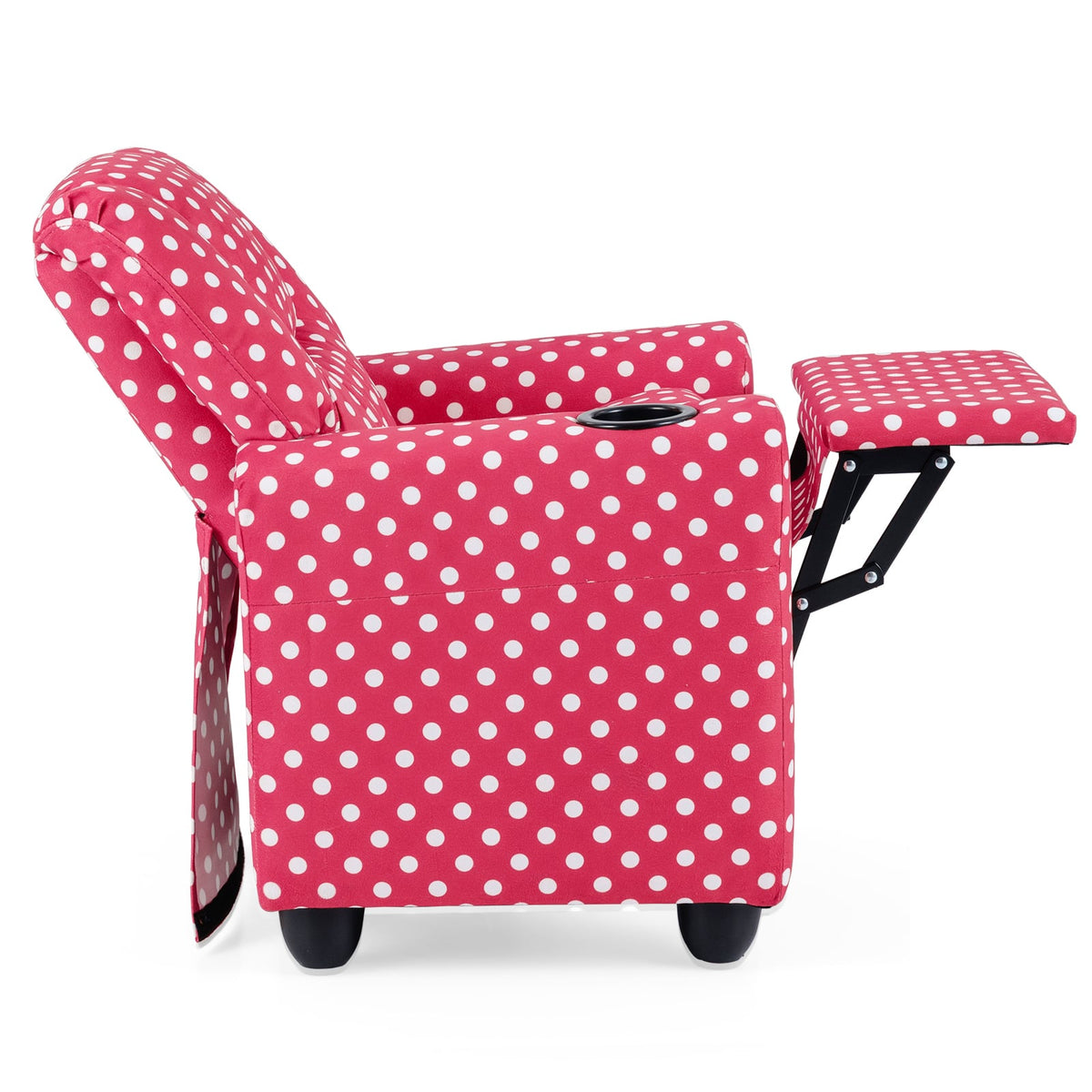Kids Recliner Chair Push Back Toddler Reclining Armchair with Cup Holder-Red-Kids Chairs-DECOROLALA