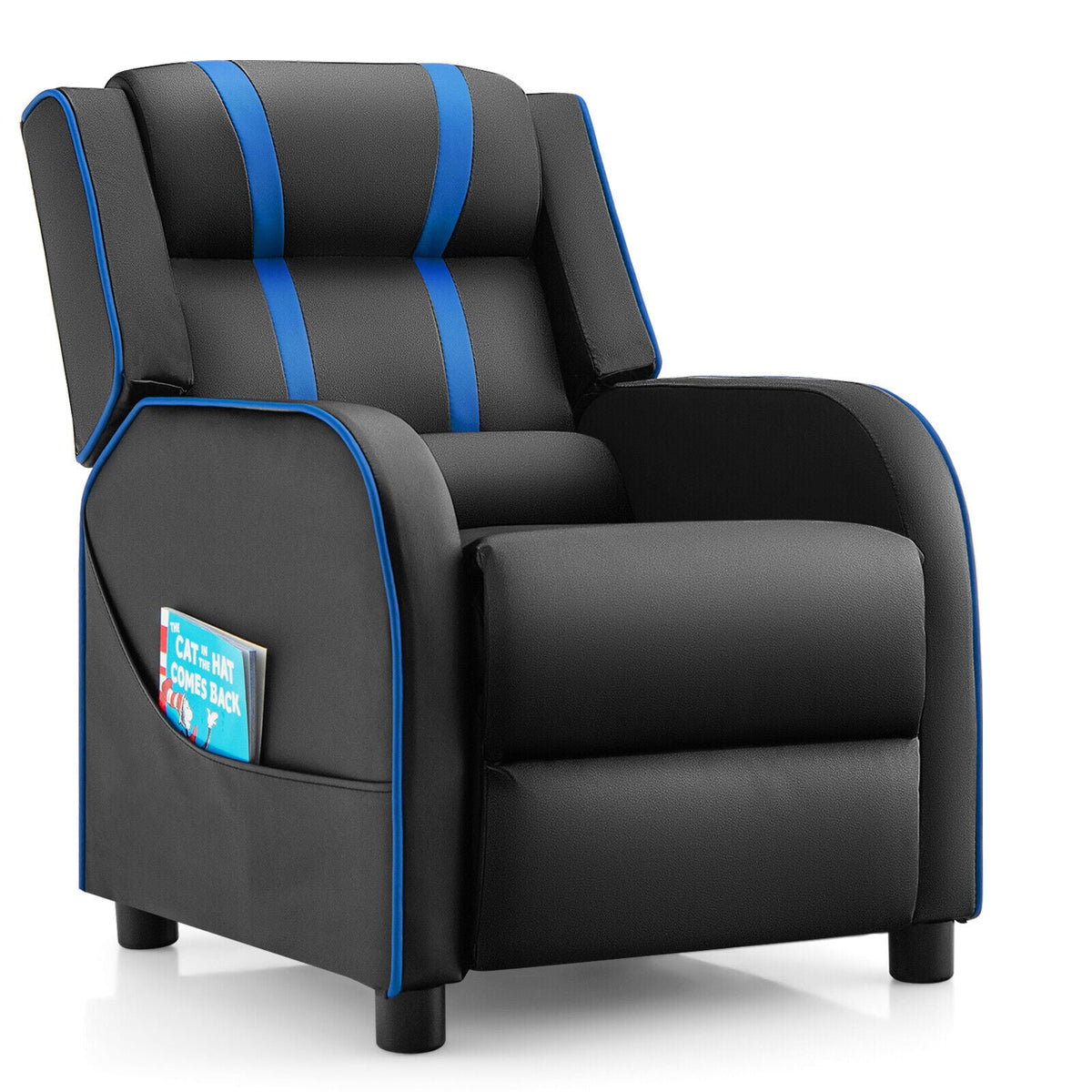 Kids Recliner Chair with Side Pockets and Footrest-Blue-Kids Chairs-DECOROLALA