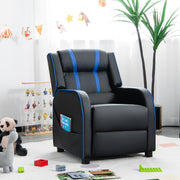 Kids Recliner Chair with Side Pockets and Footrest-Blue-Kids Chairs-DECOROLALA