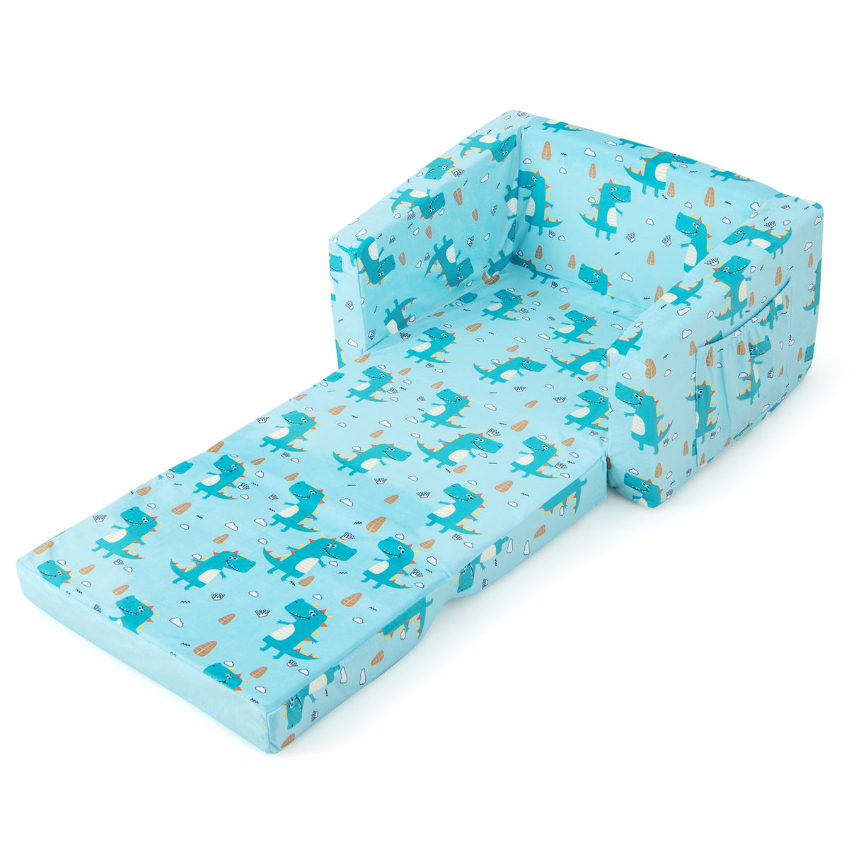 Kids Recliner Sofa Converts to Sleeper Bed for Boys Girls-Blue-Kids Chairs-DECOROLALA