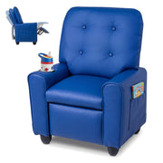 Kids Recliner with Cup Holder & Armrests and Adjustable Backrest Footrest-Blue-Kids Chairs-DECOROLALA