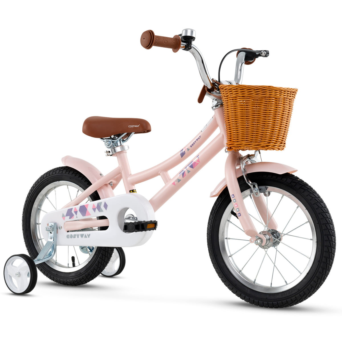 Kids Retro Bicycle with Training Wheels, Basket, and Adjustable Seat-Kids Bike-DECOROLALA