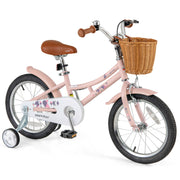 Kids Retro Bicycle with Training Wheels, Basket, and Adjustable Seat-Kids Bike-DECOROLALA