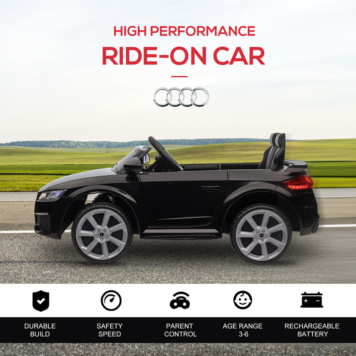 Officially Licensed Kids Ride-On Car 6V Battery Powered Vehicle Perfect Gift For Kids with Remote Control, Suspension Wheel, Adjustable Speed, Black-Toys & Games > Baby & Toddler Toys > Electric Ride-On Toys > Electric Toy Cars-DECOROLALA