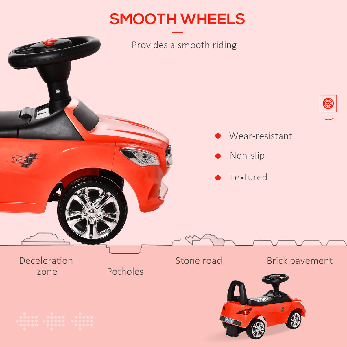 Kids Ride On Push Car, Foot-to-Floor Walking Sliding Toy Car for Toddler with Under Seat Storage, Music, Headlights Red-Toys & Games > Baby & Toddler Toys > Riding & Rocking Toys > Push Cars for Toddlers-DECOROLALA