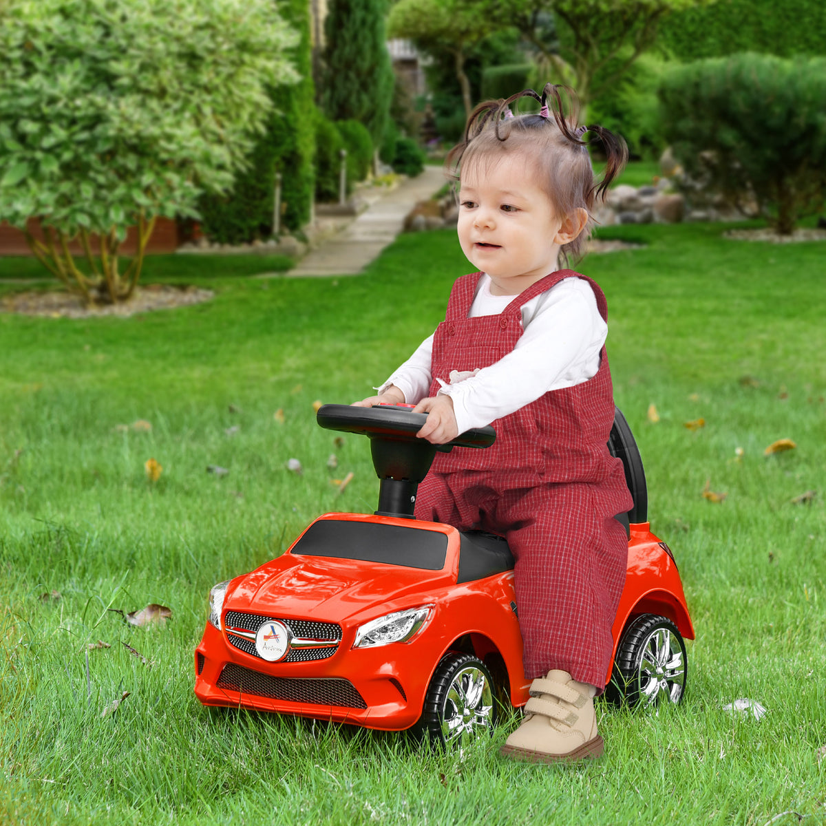 Kids Ride On Push Car, Foot-to-Floor Walking Sliding Toy Car for Toddler with Under Seat Storage, Music, Headlights Red-Toys & Games > Baby & Toddler Toys > Riding & Rocking Toys > Push Cars for Toddlers-DECOROLALA