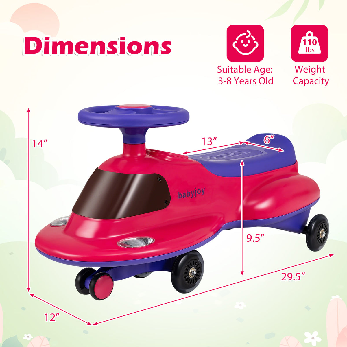 Kids Ride On Toy with Under-seat Storage and LED Flashing Wheels