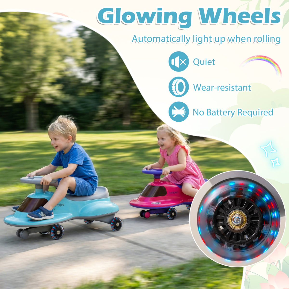 Kids Ride On Toy with Under-seat Storage and LED Flashing Wheels