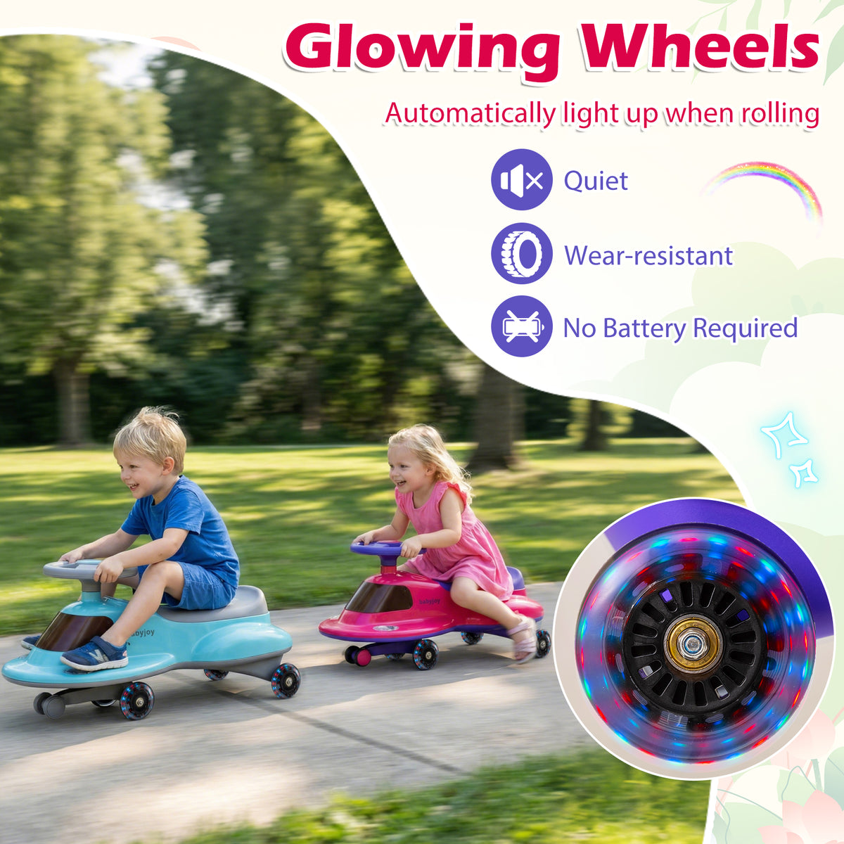Kids Ride On Toy with Under-seat Storage and LED Flashing Wheels