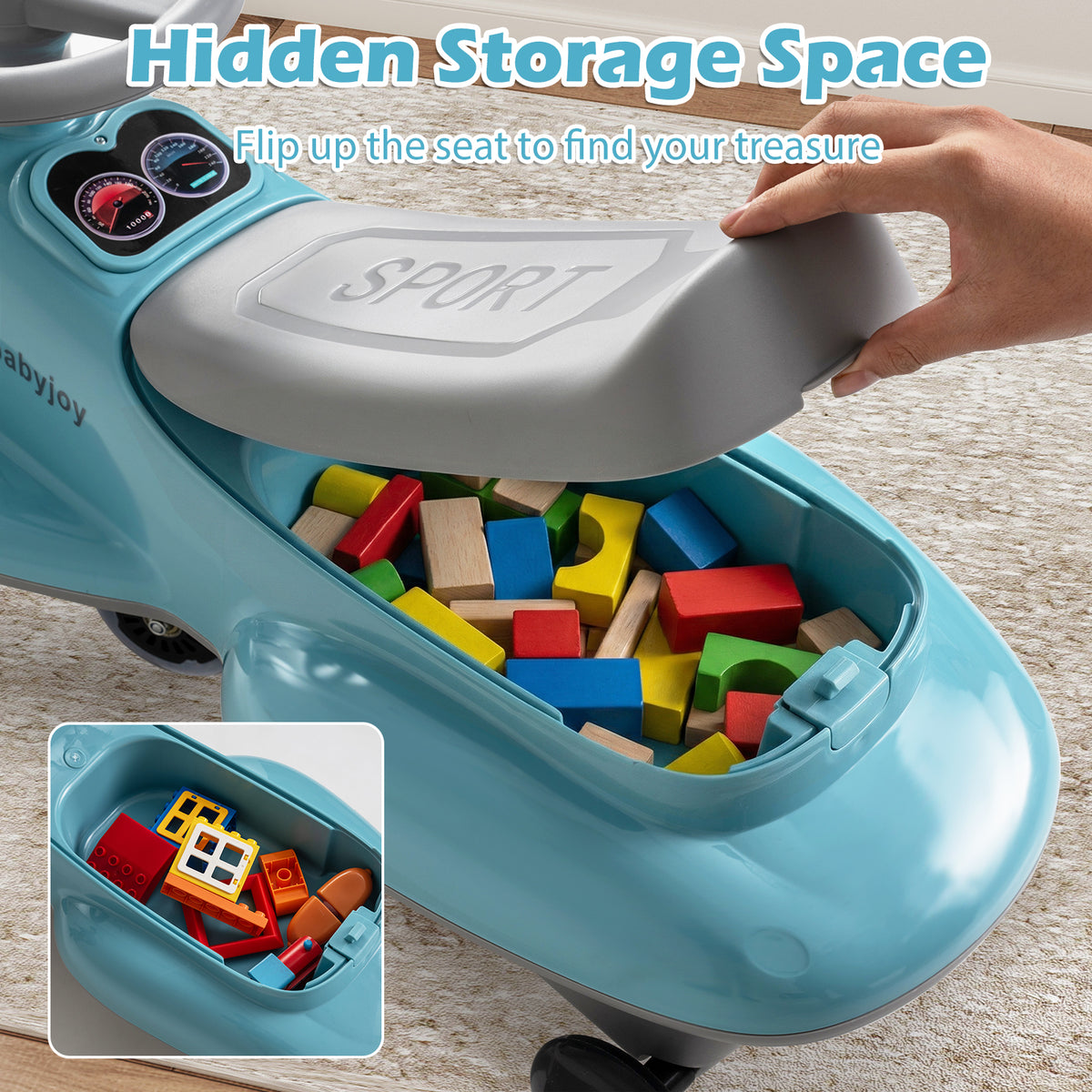 Kids Ride On Toy with Under-seat Storage and LED Flashing Wheels