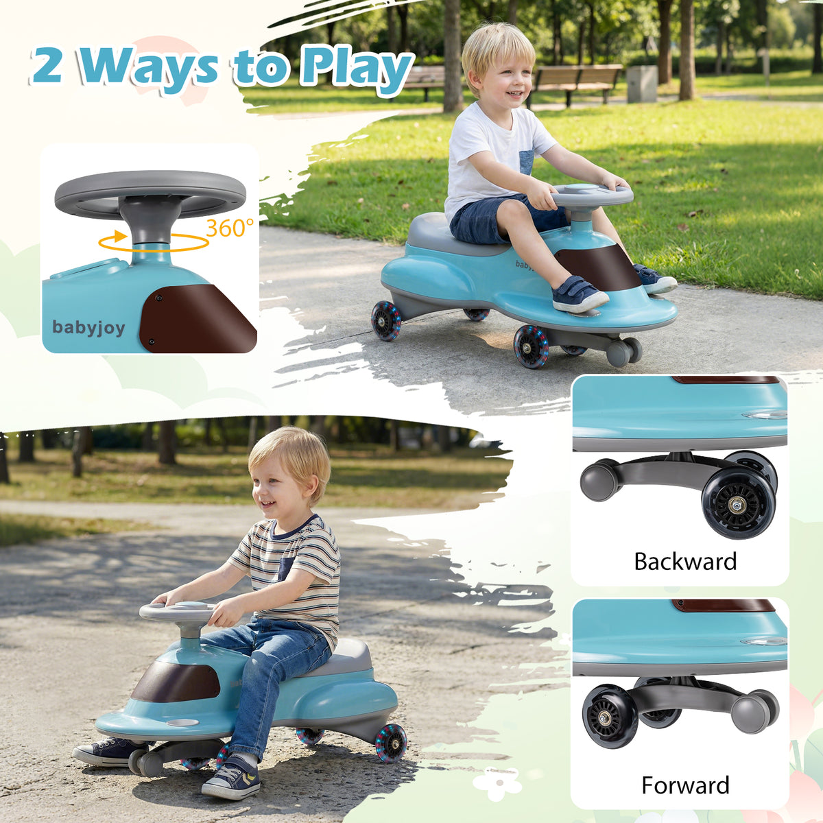 Kids Ride On Toy with Under-seat Storage and LED Flashing Wheels