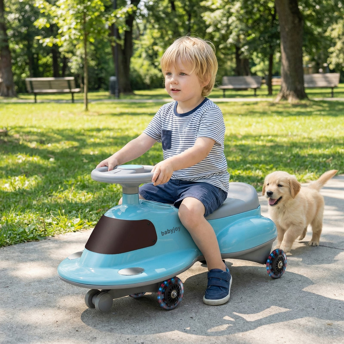 Kids Ride On Toy with Under-seat Storage and LED Flashing Wheels
