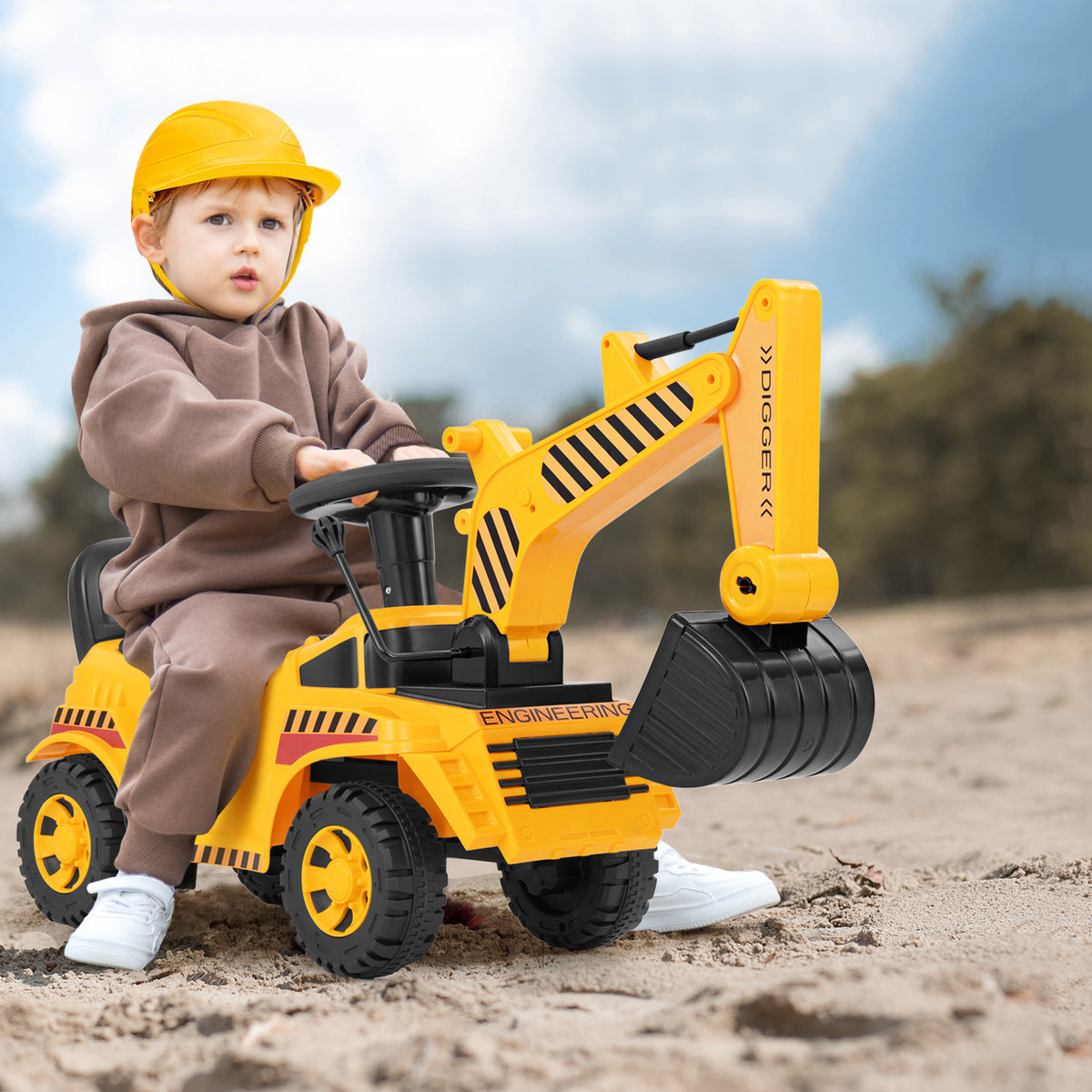 Excavateur pour enfants avec pelle réglable - Jaune