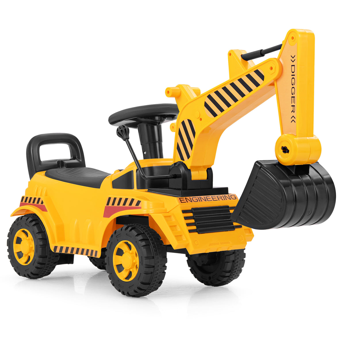 Jouet excavatrice à chevaucher pour enfants avec pelle réglable - jaune