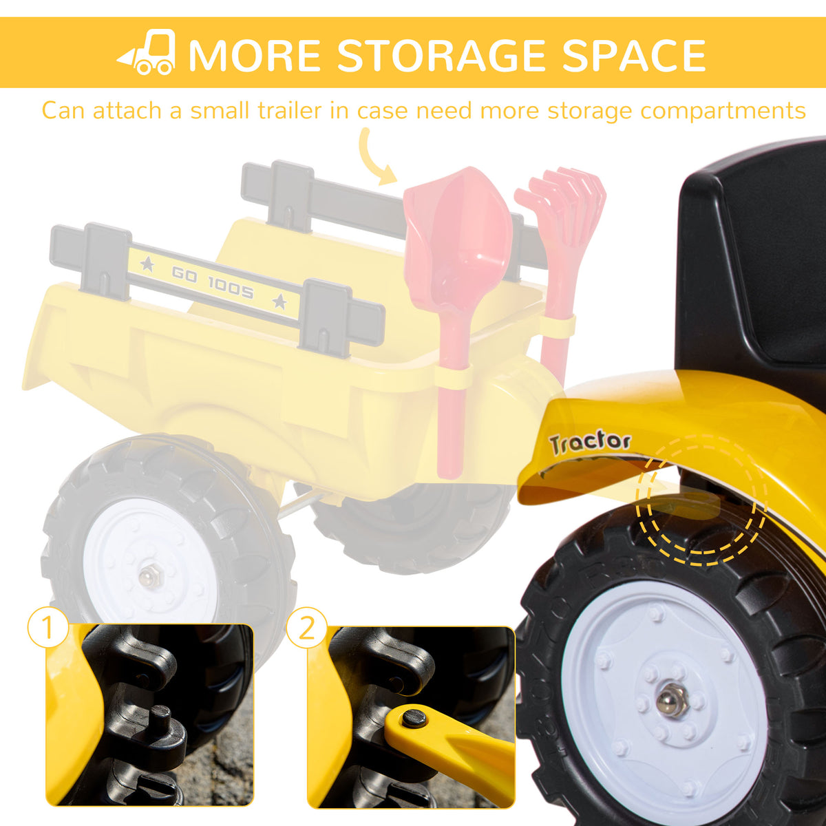 Ride on Tractor for Kids, Pedal Construction Car with Manual Control Bucket for 3 Years Old, Yellow-Toys & Games > Baby & Toddler Toys > Riding & Rocking Toys > Toy Excavators-DECOROLALA