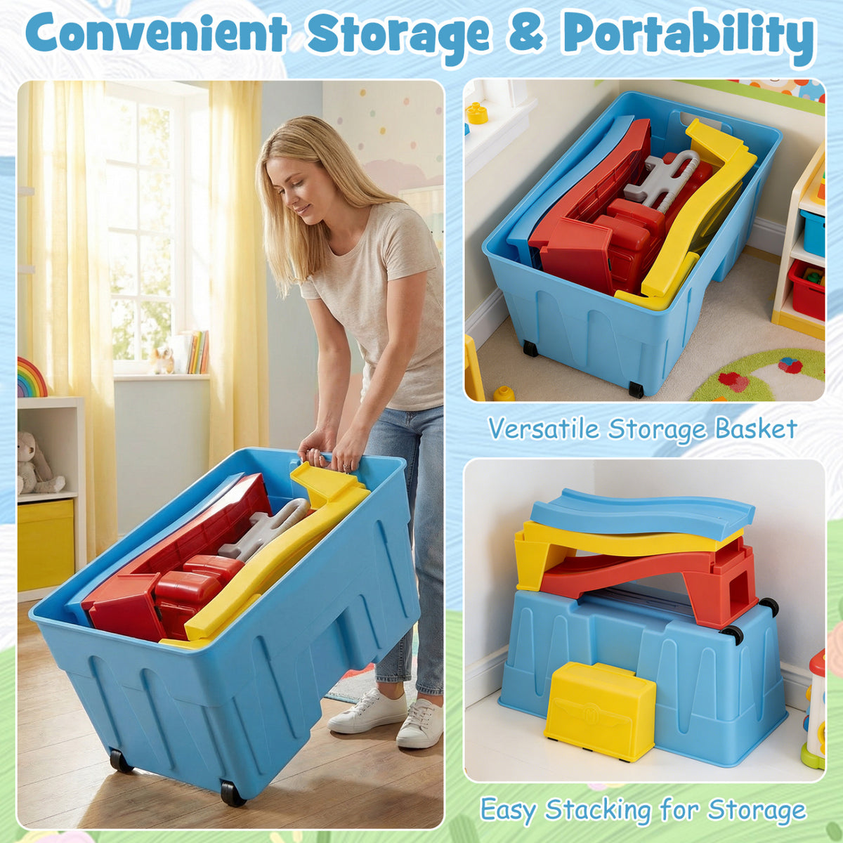 Kids Ride on Toy with Storage Box and Downhill Race Tracks