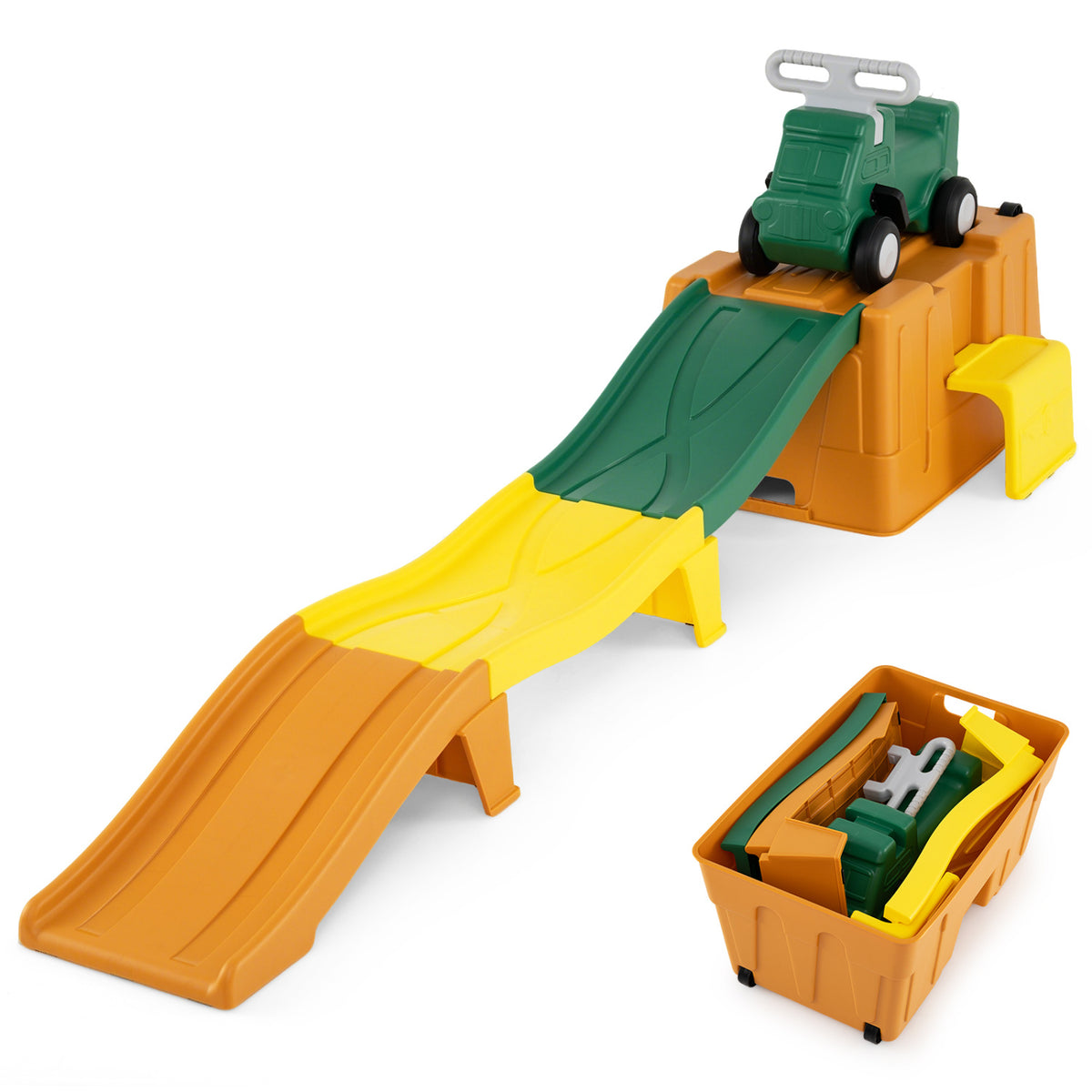 Kids Ride on Toy with Storage Box and Downhill Race Tracks