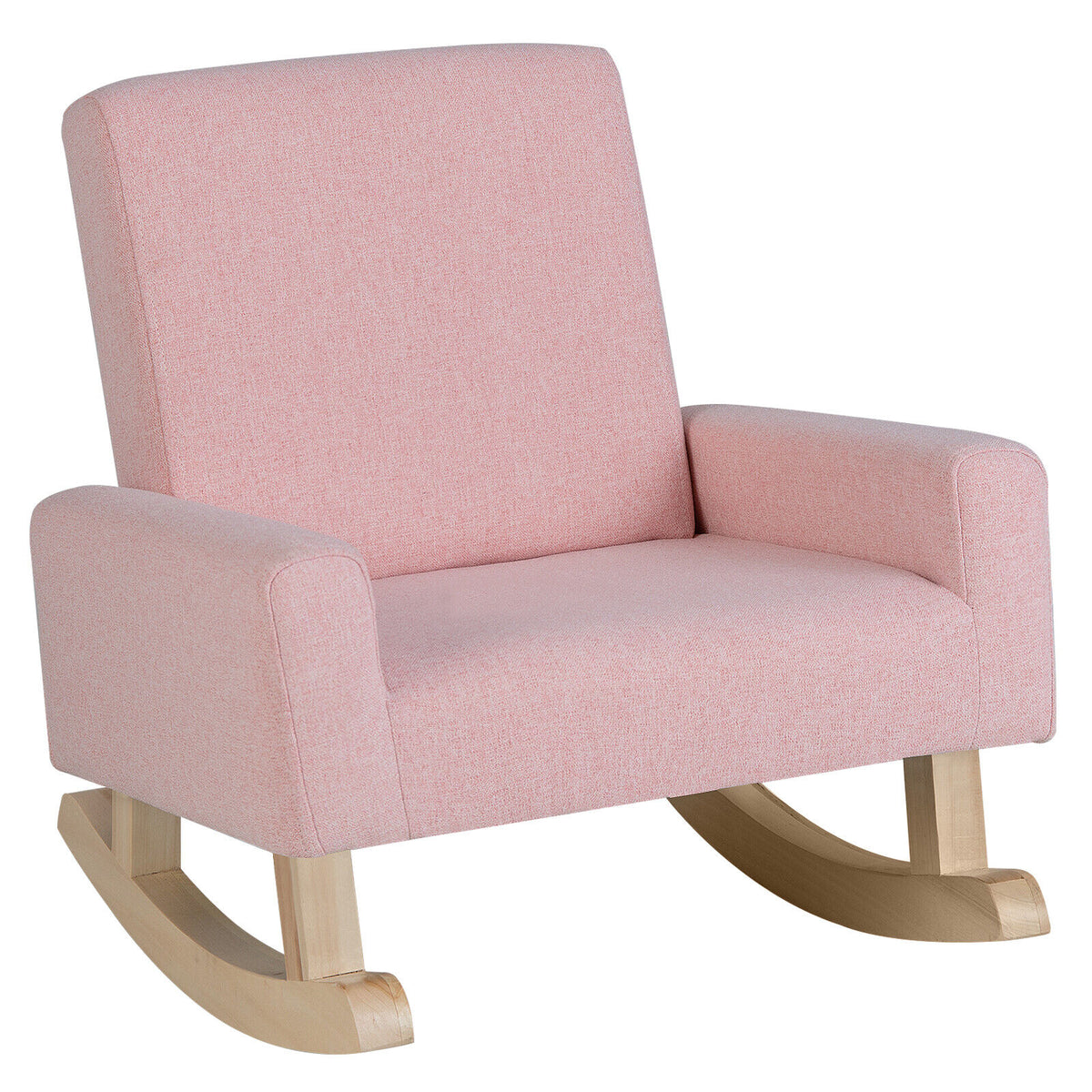 Kids Rocking Chair with Solid Wood Legs-Pink-Kids Chairs-DECOROLALA