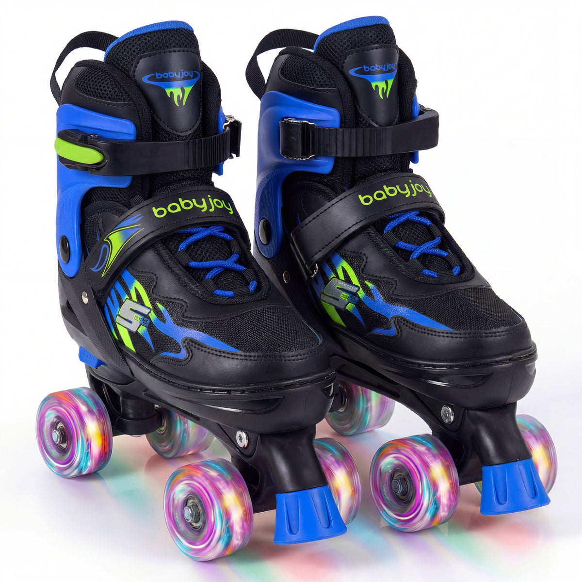 Patins à roulettes pour filles, garçons et adolescents, patins réglables à 4 roues en 4 tailles avec roues lumineuses