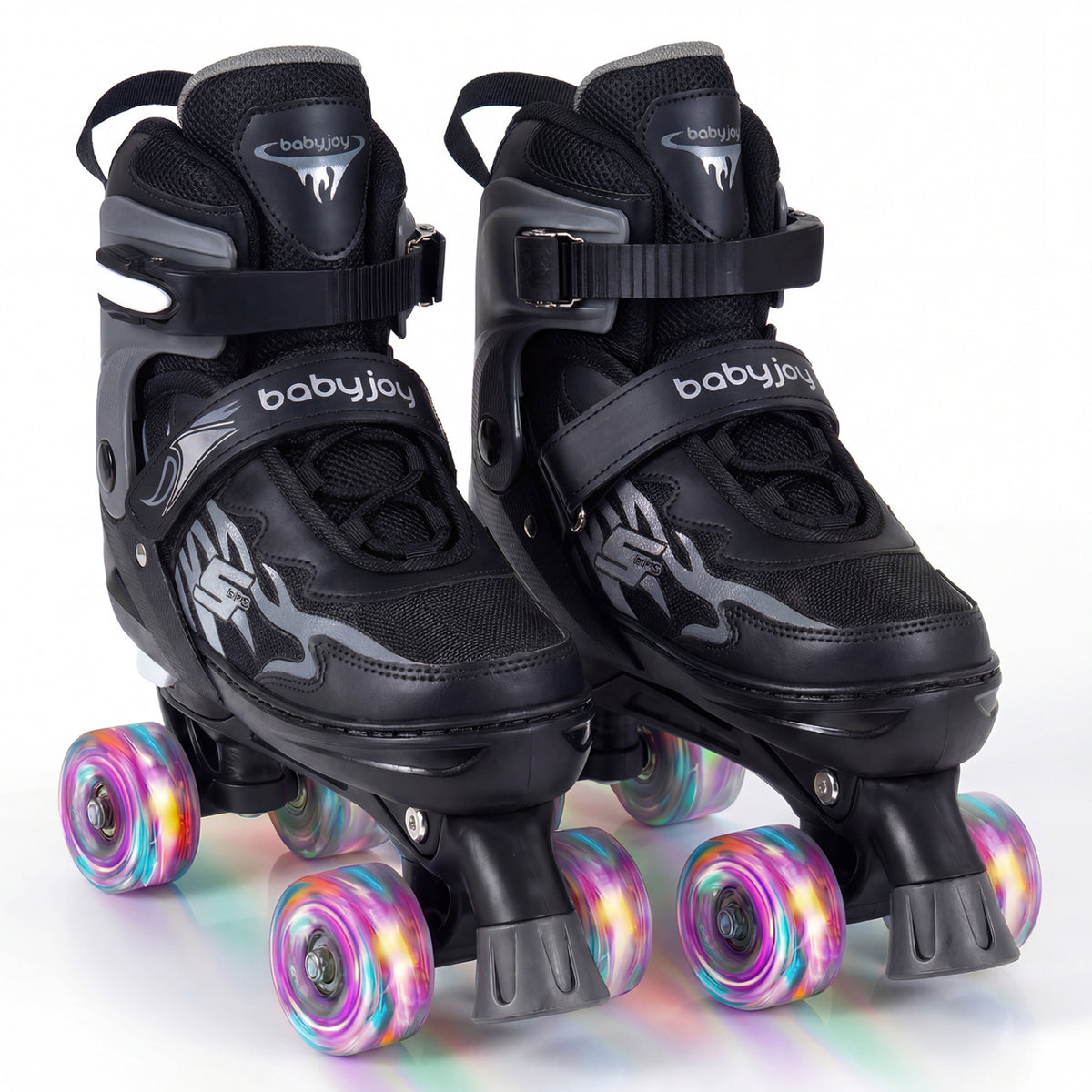 Patins à roulettes pour filles, garçons et adolescents, patins réglables à 4 roues en 4 tailles avec roues lumineuses