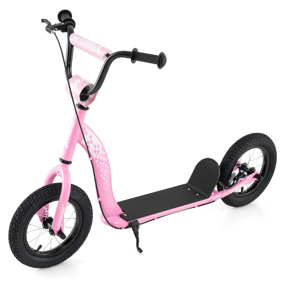 Trottinette pour enfants et adolescents avec guidon réglable en hauteur et roues gonflables de 12 pouces