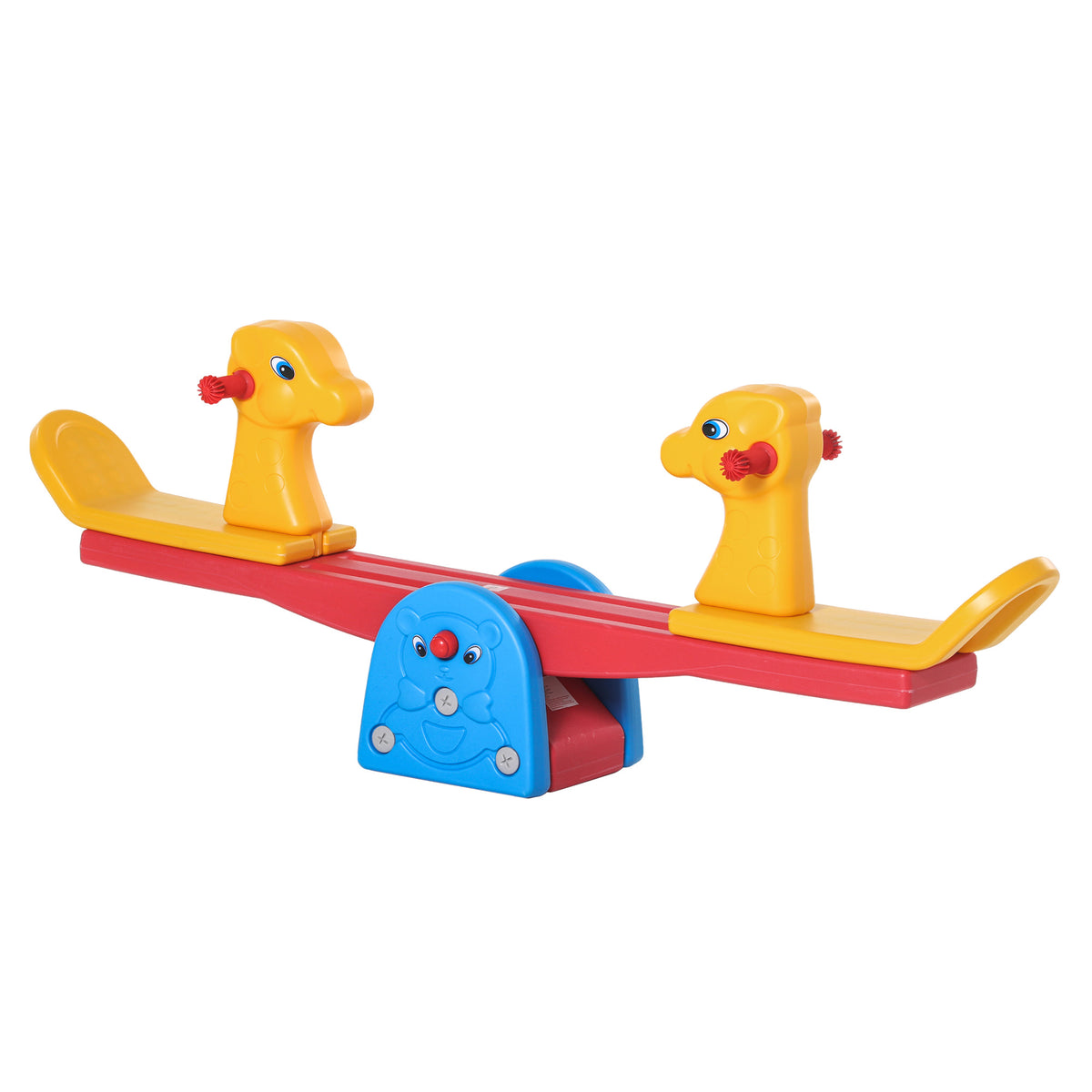 Kids Seesaw Safe Teeter Totter 2 Seats with Easy-Grip Handles Indoor Outdoor Living Room Playroom Backyard Equipment, for 12-48 Months, Multicolor-Toys & Games > Kids Outdoor Play > Gym Sets & Swings-DECOROLALA