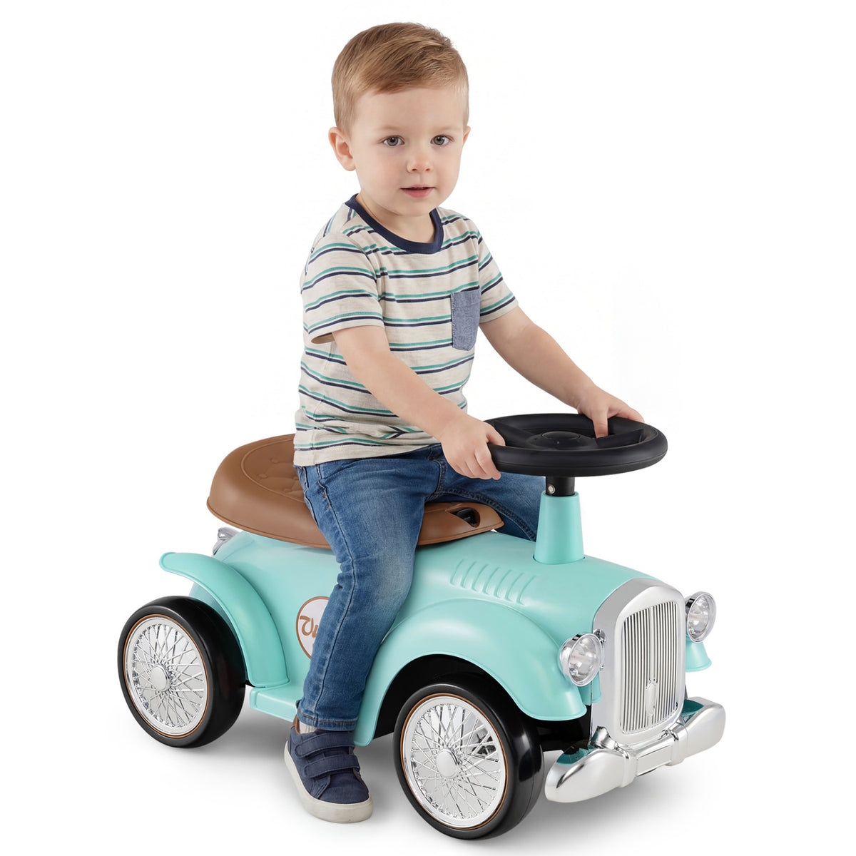 Kids Sit to Stand Vehicle with Working Steering Wheel and Under Seat Storage