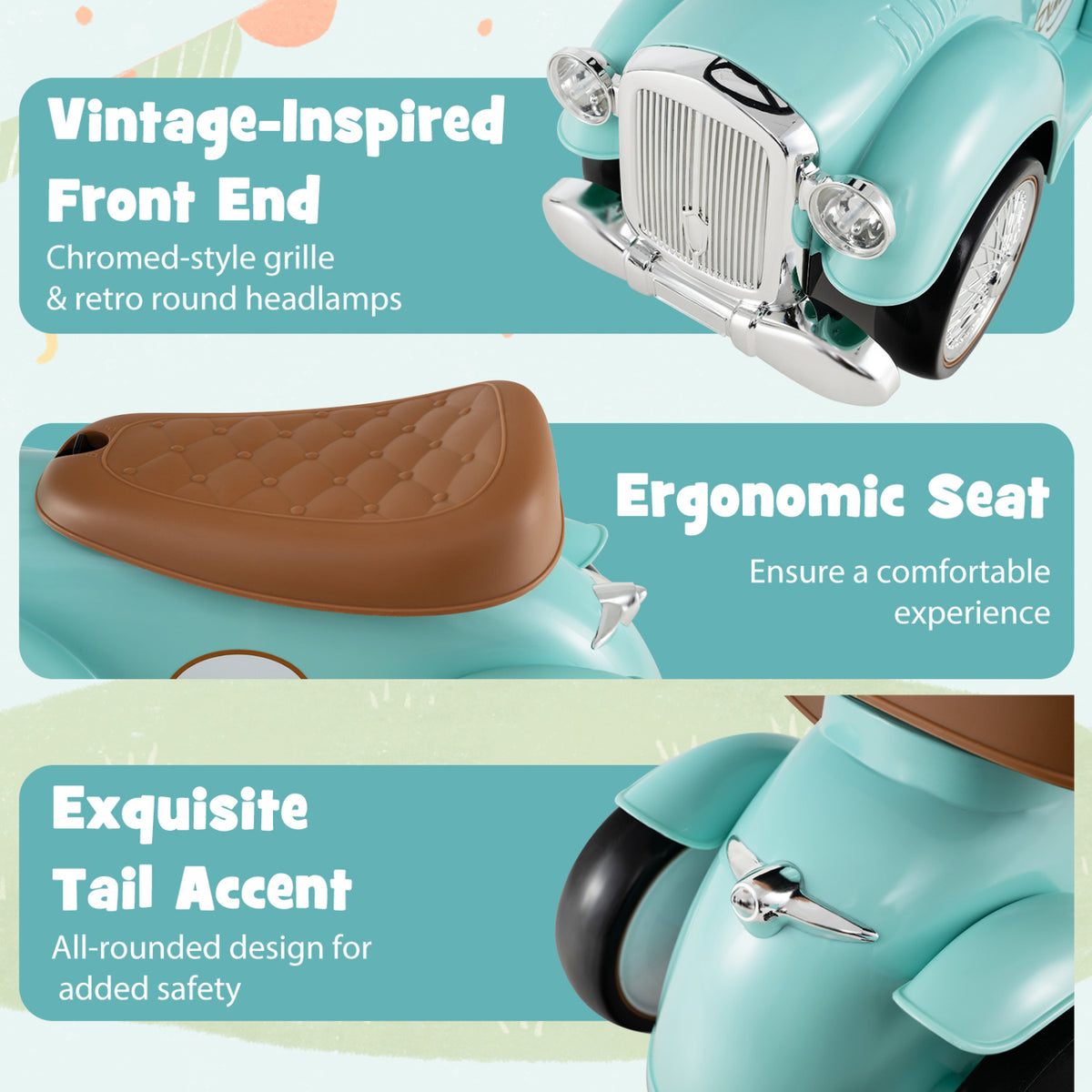 Kids Sit to Stand Vehicle with Working Steering Wheel and Under Seat Storage