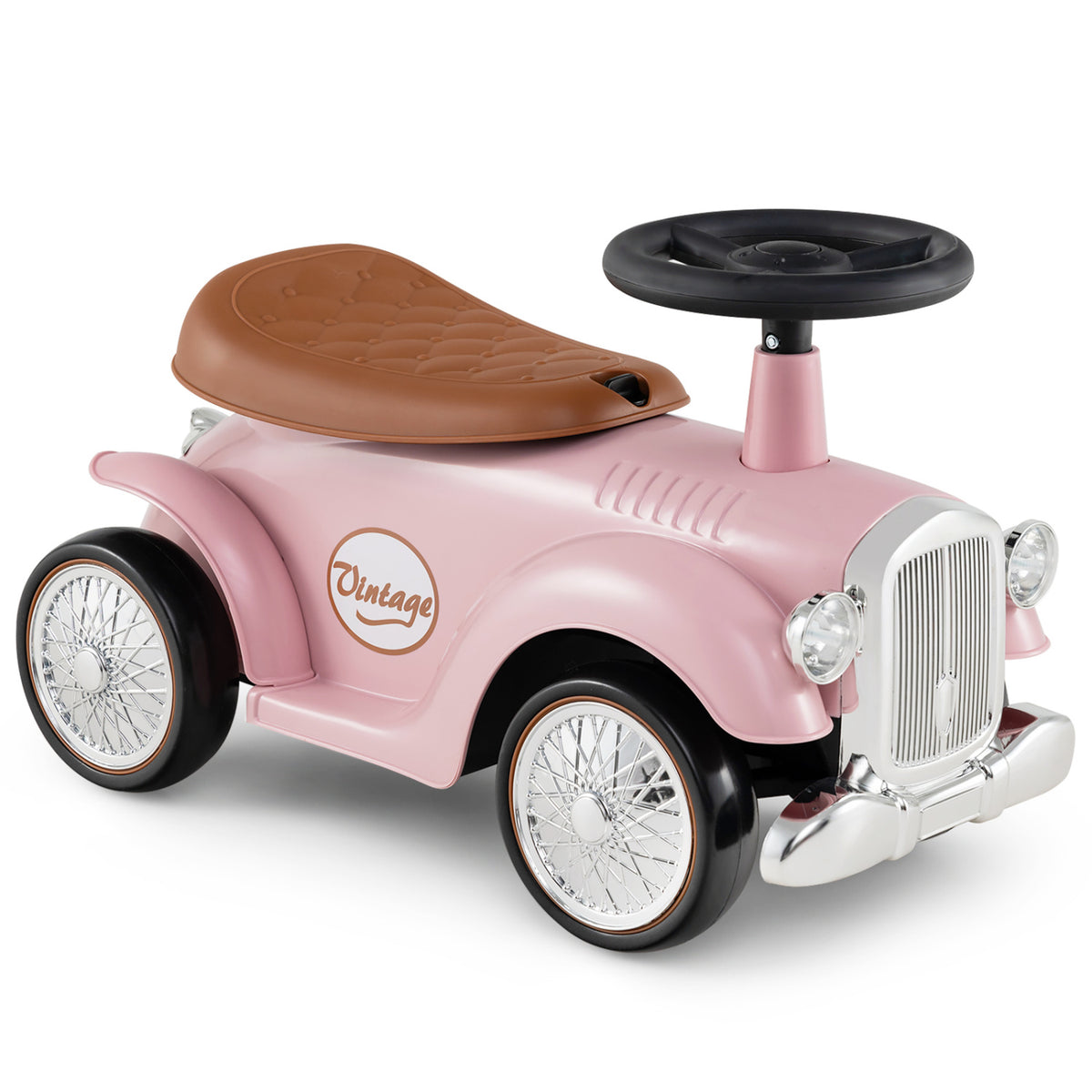 Kids Sit to Stand Vehicle with Working Steering Wheel and Under Seat Storage