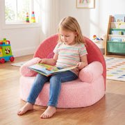 Kids Sofa Toddler Foam Couch with Soft Fleece Fabric Cover-Pink-Kids Chairs-DECOROLALA